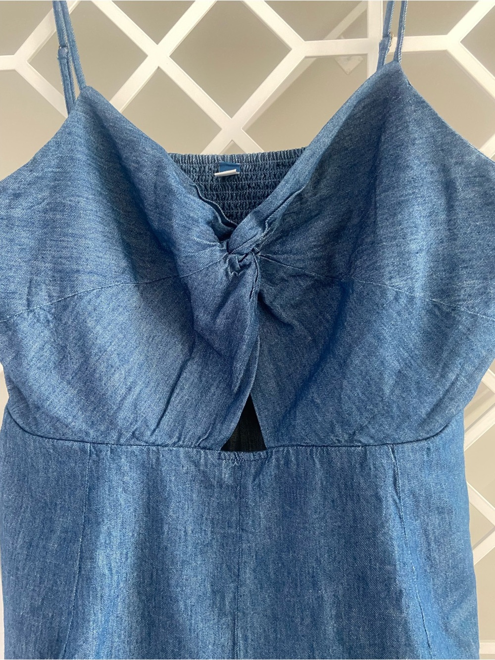 NWT XXL Tall Chambray Romper Twist Front Fit Flare Cotton NWT - Picture 4 of 10